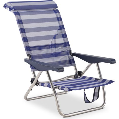 Strandliegestuhl Bett Klappbar Solenny mit Niedriger Rückenlehne und Handgriffen 77x60x83 cm 4 Positionen (1/5)