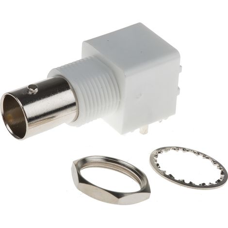 Connecteur coaxial RS PRO Femelle à angle droit, raccordement Traversant 75O Montage sur CI ( Prix pour 1 ) (1/3)