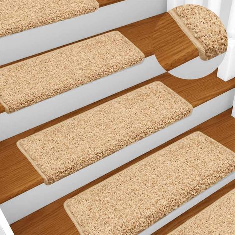 Lot de 15 Tapis d'escalier - Tapis de marche pour Enfants, Aînés et Animaux 65x25 cm Marron BV783416 - BonneVie (1/5)