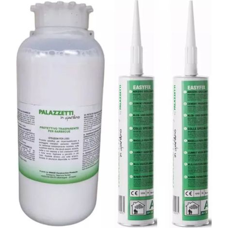 kit montaggio barbecue in cemento palazzetti protettivo idrofugo 1 l e collante easyfix 2 pezzi