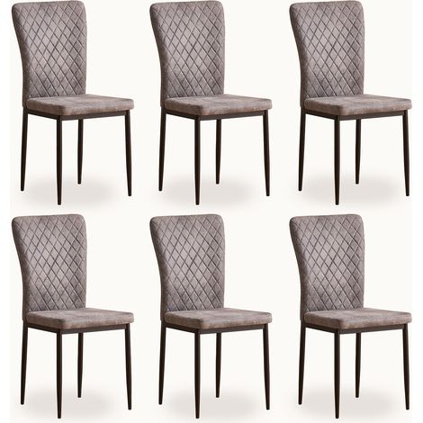 Jymtom – Lot de 6 chaises en tissu daim gris clair – Dossier capitonné ergonomique – Pieds en métal – Charge max 120 kg (1/5)