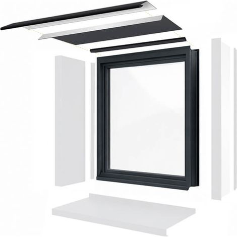 Habillage de linteau en aluminium pour encadrement de fenêtre ou porte - Largeur 1m50 - Prondeur 100mm - Gris anthracite RAL7016 - ALUHOME