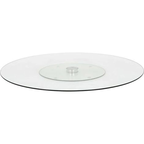 Plateau tournant transparent en verre trempé de 60 cm de diamètre.