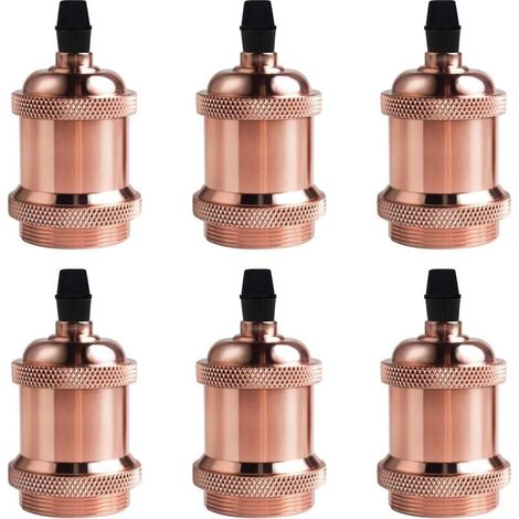 STOEX Lot de 6 Vintage LED Lighting E27 Edison Douille Ampoule Support de Lampe Suspension Plafonnier Vis Ampoule Rétro Adaptateur Socket - Or Rose (1/4)