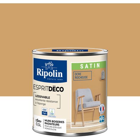 Peinture Murale Toutes Pièces - Satin - 0,5L - Ocre Rocheuse - Ripolin (1/5)