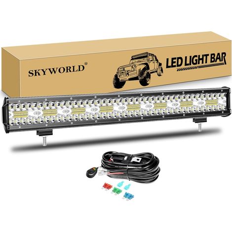 8D Barre Led 4x4 avec 12V Faisceau de Câblage Kit, 59 CM 480W Longue Portee Barres Lumineuses, Straight Led Light Bar Étanche pour Offroad Voiture Véhicule Camion Tracteur Quad Bateau (1/5)