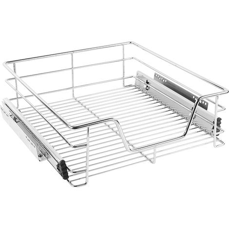 Hofuton Panier de Cuisine en Acier – Rangement Pour Placard, Gain d'Espace avec Système Coulissant [Pack de 1] KIT Fixations INCLUS - pour Placard 56 cm (1/4)