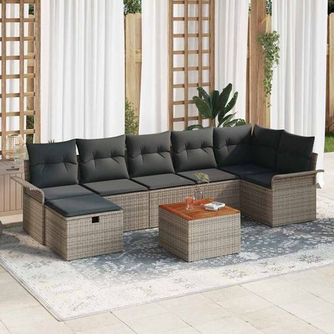 Teenpull – Gartensofa-set 8 Stk. Grau Poly Rattan (1/5)