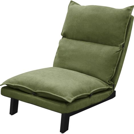 ML-Design Chaise de Sol Vert, Fauteuil Lounge de Relaxation Rembourré, Dossier Réglable, Housse Douce en Lin, Structure en Acier Robuste, Coussin de Siège Canapé Méditation, Lazy Sofa pour Salon (1/5)