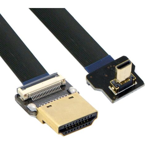 Câble d'extension plat FPC Cord ultra fin HDMI mâle vers micro HDMI mâle coudé vers le haut 1080p pour photographie aérienne FPV HDTV multicopter A1-D2 (10 cm) (1/5)