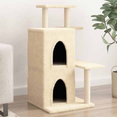 Arbre à chat avec griffes en sisal couleur crème, 97 cm