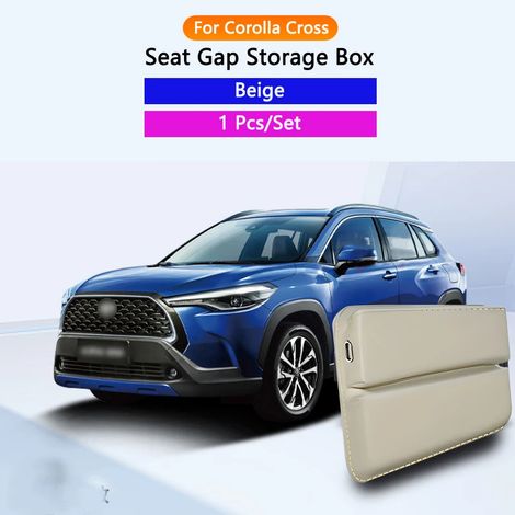 Boîte de rangement pour espace entre les sièges (Beige Corolla Cross) - Boîte de rangement en cuir pour siège auto - Combleur d'espace entre les sièges - Compatible avec Toyota RAV4, Camry, Corolla Cr (1/5)