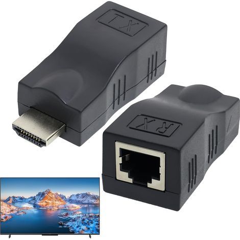 Extendeur HDMI sur RJ45, Convertisseur de Signal Via Câble Ethernet LAN Simple, Compatible pour HDTV 4K, 2K, 1080p et 3D, pour Conférences et Systèmes de Surveillance (1/5)