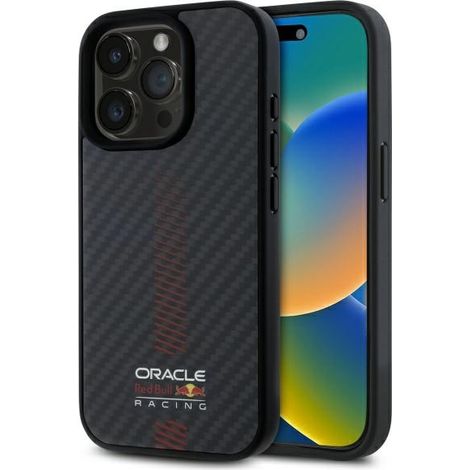 Custodia rigida Red Bull RBHMP15X24CFGSMK per iPhone 15 Pro Max 6.7, nera/nera, con Power Bar in fibra di carbonio e MagSafe. (1/5)
