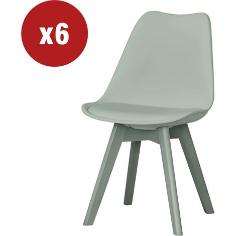 sedia da pranzo "kelly" verde salvia con gambe in legno in tinta 6 pezzi (1/2)