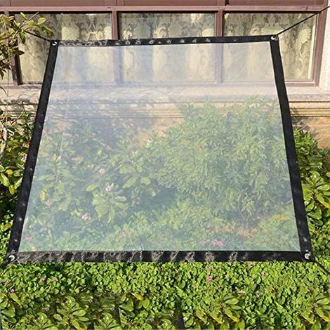 Bâche transparente imperméable avec œillets - 2 x 2m - Bâche pliable et résistante aux intempéries - Corde incluse (1/5)