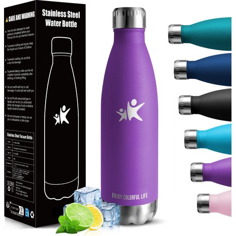 Gourde Isotherme - 750ML - Gourde Inox sans BPA Sport Étanche, Réutilisable, Bouteille Isotherme, Processus de revêtement en Poudre, Bouteille pour Running, Bureau, École (1/5)