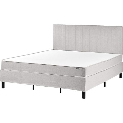 Letto matrimoniale con testiera Materasso a molle insacchettate 180 x 200 cm grigio chiaro Countess