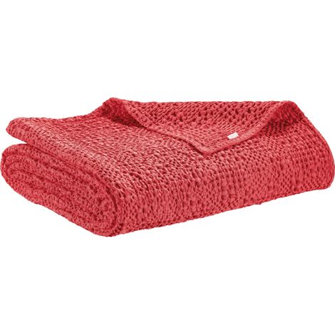 VIVARAISE - Jeté de lit Tana en polyester couleur framboise - 240 x 260 cm