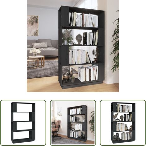 vidaXL Bois de pin - Bibliothèque/Séparateur de pièce Gris 80x25x132 cm Pin massif (1/5)