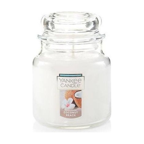 Vela Yankee Candle pequeña en frasco, aroma a coco y playa, 104 g