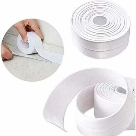 1 Rouleaux Bande Etancheite Autocollante Imperméable,Bain &Cuisine Ruban Caulk Bande d'étanchéité,Cuisine,Toilette,Douche,(Blanc)3.2MX38mm