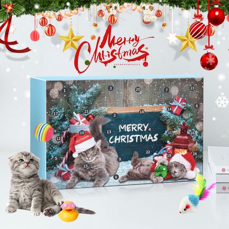 Calendrier de l'avent pour les chats 2024, compte à rebours avant Noël, calendrier de l'Avent, plumes de chat et Joker jouet, jeu interactif pour les amoureux des chats (1/3)
