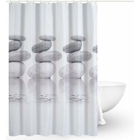 ZVD Rideaux de Douche, Rideau de Douche Tissu, Rideau de Douche Anti-moisissure, Rideau de Douche Imperméable, Polyester, Lavable en Machine(180CMx180CM) (1/4)