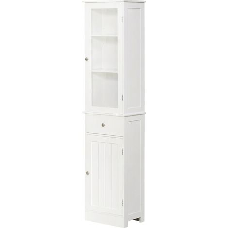 Armoire de salle de bain moderne en MDF blanc avec portes acryliques et tiroir (1/5)