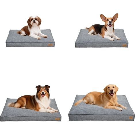 Cuccia per cani, in tessuto di lino, con fodera sfoderabile, grigia, taglia XL - 103x69x10cm-a (1/2)