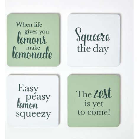 HOMESCAPES Coasters with Citrus Design, Set of 4 (1/5)