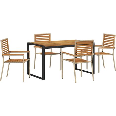 Maison Exclusive - Garten Essgruppe 5 pcs Beige und Braun Poly-Ra