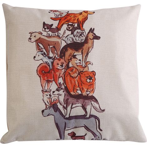 Housse De Coussin Chien Teckel - Lin Doux 45x45cm - Décoration Canapé Chambre - Fermeture Éclair Invisible - Lot De 1 (1/2)