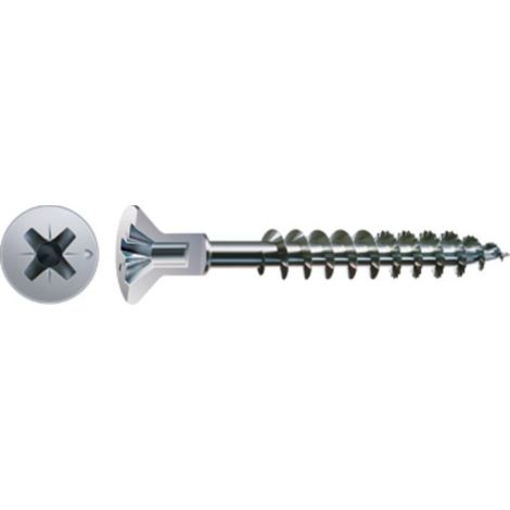 tornillo rosca madera cabeza plana con orificio para tapon pozidriv zincado largo 45mm diámetro 4.5mm (cientos 500)