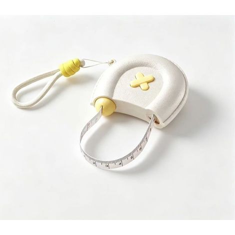 Ruban mesure corporel automatique rétractable blanc-jaune, double face, tour de taille, poitrine, hanches (1/5)