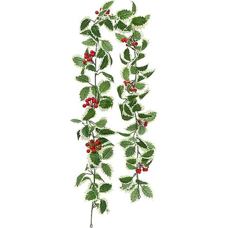 Guirlande Artificielle - Feuilles De Houx Et Baies Rouges - 1 75 M - Pour Décoration Intérieure Et Extérieure - Noël Fêtes Et Mariages (1/5)