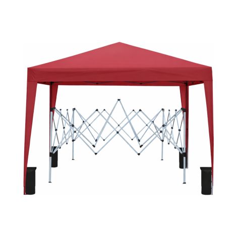 Tonnelle pliante 3 x 3 m bordeaux étanche avec 4 parois latérales, 4 sacs de sable, protection UV, structure en acier
