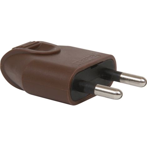 DEBFLEX - FICHE MALE 2P 6A DROITE A COIFFE MARRON - 713600