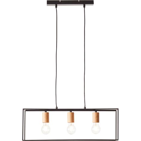 BRILLIANT Lampe, Arica Pendelleuchte 3flg schwarz/holzfarbend, 3x A60, E27, 60W, Kabel kürzbar / in der Höhe einstellbar (1/5)
