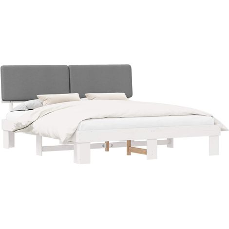 Estructura de Cama con Cabecera Tapizada Gris Claro vidaXL