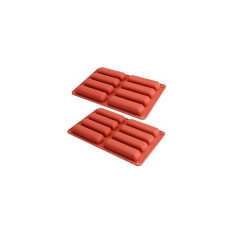Lot de 2 moules rectangulaires en silicone pour gâteau et biscuits, couleur brique (1/5)