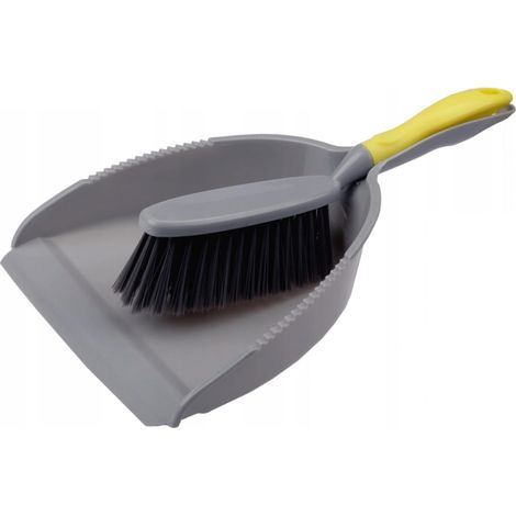 Scopa con paletta e manico in gomma, colore giallo amarillo