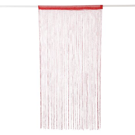Rideau De Fils Décoratif - 100x200 Cm Polyester Rouge - Séparateur De Pièce Fenêtre Porte - Mariage Fête Restaurant - 1 Pièce (1/5)