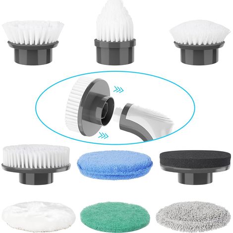 Têtes de Brosse de Rechange, [9 pcs] Brosse Nettoyage Electrique Têtes de Brosse, Kit d'Accessoires de Brosse pour Brosse Rotative Nettoyage,Compatibilité avec Brosse électrique Homtronics (1/5)