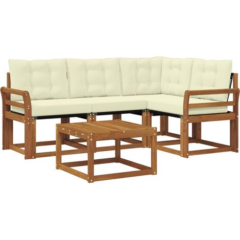 Outdoor Sofa Set with Cushion 5 pcs Natural and Cream vidaXL