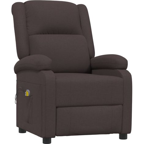 vidaXL Fauteuil électrique de massage Marron foncé Tissu (1/5)