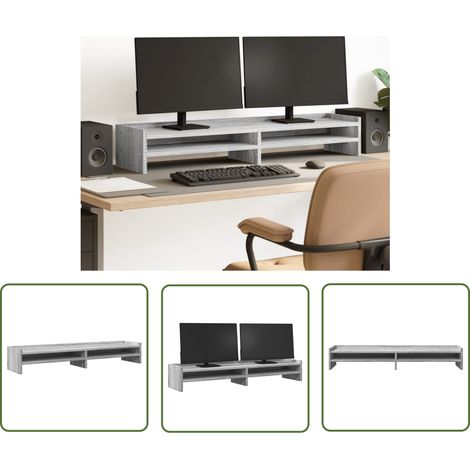 vidaXL Monitorständer Grau Sonoma 100x24x16 cm Holzwerkstoff (1/5)