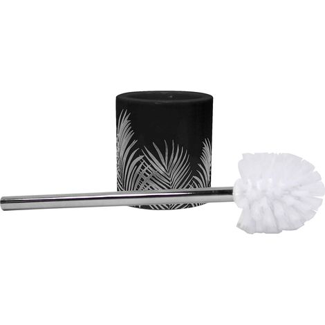 Brosse WC Diamètre 10,6 x 40 cm Orbella Noir/Argent, Céramique Imprimée Argent (1/3)
