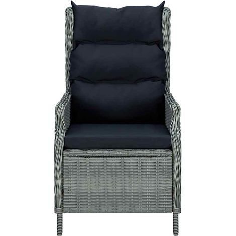 Maison Exclusive - Sedia Giardino Reclinabile Cuscini in Polyrattan Grigio Chiaro