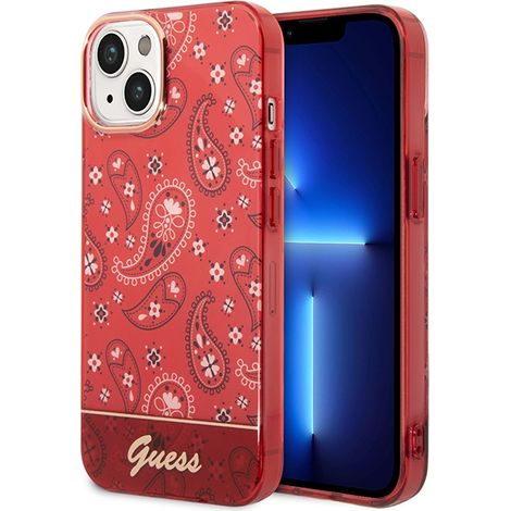 Guess GUHCP14MHGBNHR iPhone 14 Plus / 15 Plus 6.7" custodia rigida rossa/rossa Bandana Paisley (1/5)